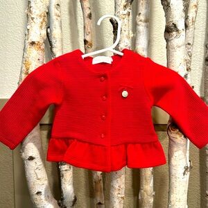NWT Mayoral Newborn 1-2month ribbed red, long sleeve cardigan.